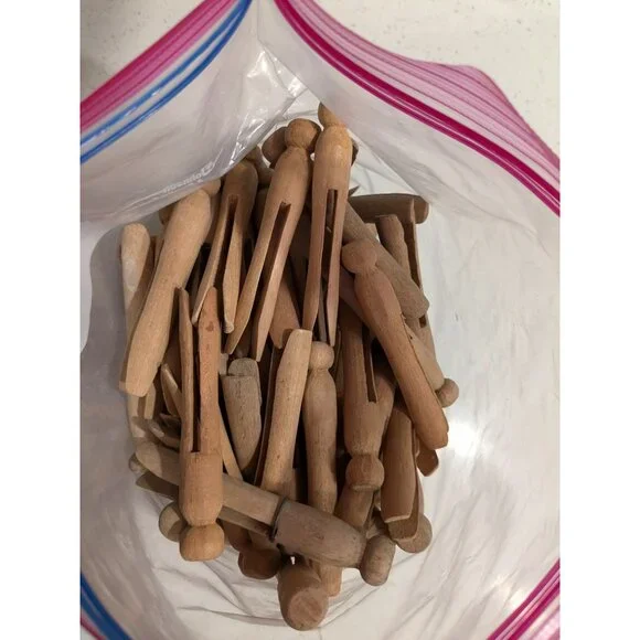 Vintage Wooden Clothespins 1 gallon bag rustic laundry craft - Picture 9 of 11